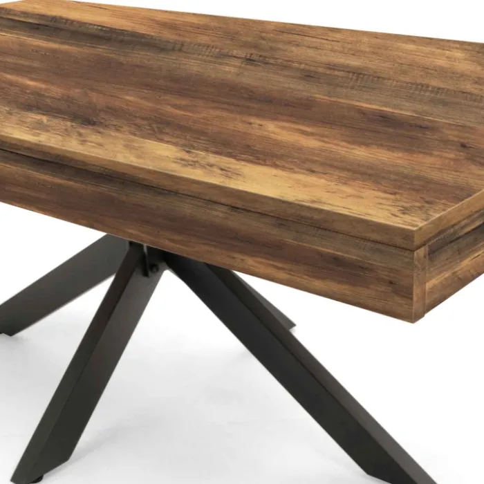 Table basse rectangle pied araignée bois foncé et noir