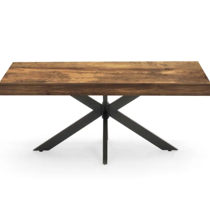 Table basse rectangle pied araignée bois foncé et noir