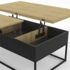 Table basse rectangulaire industrielle relevable et convertible pour manger
