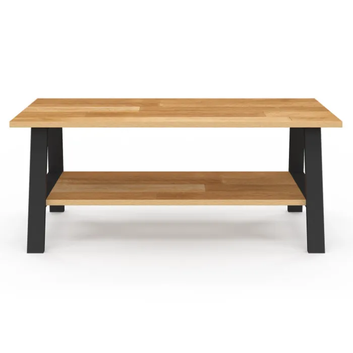 Table basse rectangulaire 100 cm double plateau bois et noir