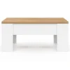 Table basse rectangulaire double plateau relevable bois imitation hêtre