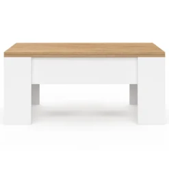 Table basse rectangulaire double plateau relevable bois imitation hêtre