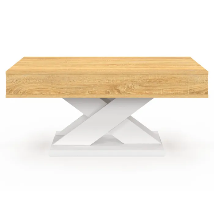 Table basse rectangulaire plateau relevable pied blanc