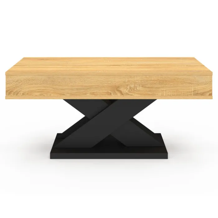 Table basse rectangulaire plateau relevable pied noir