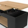 Table basse rectangulaire convertible table à manger bois et noir 100 cm