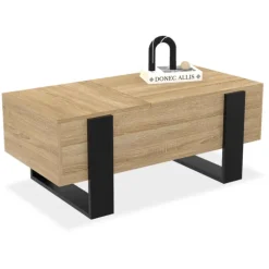Table basse relevable 2 plateaux bois et noir
