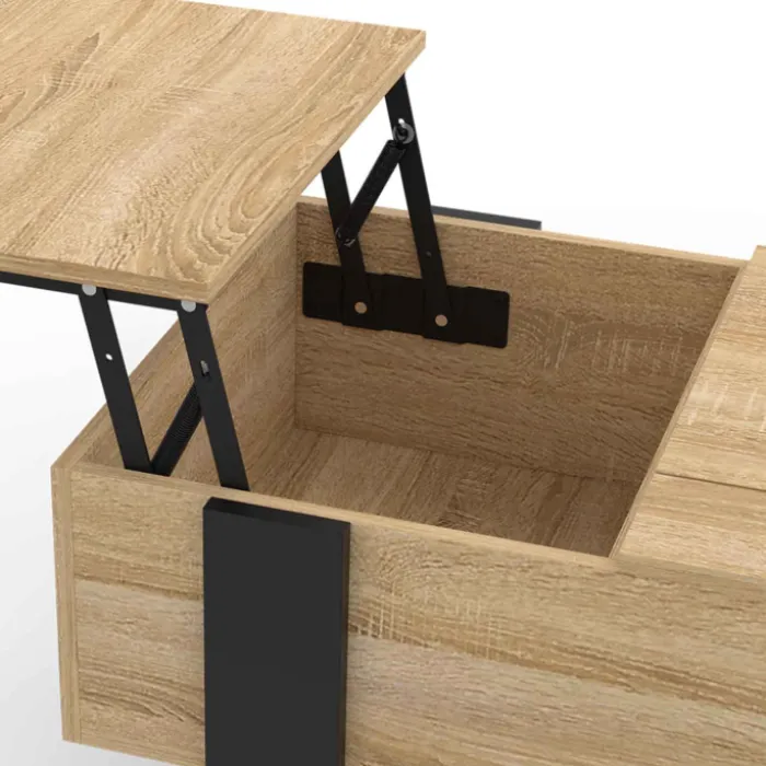 Table basse relevable 2 plateaux bois et noir