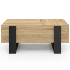 Table basse relevable 2 plateaux bois et noir
