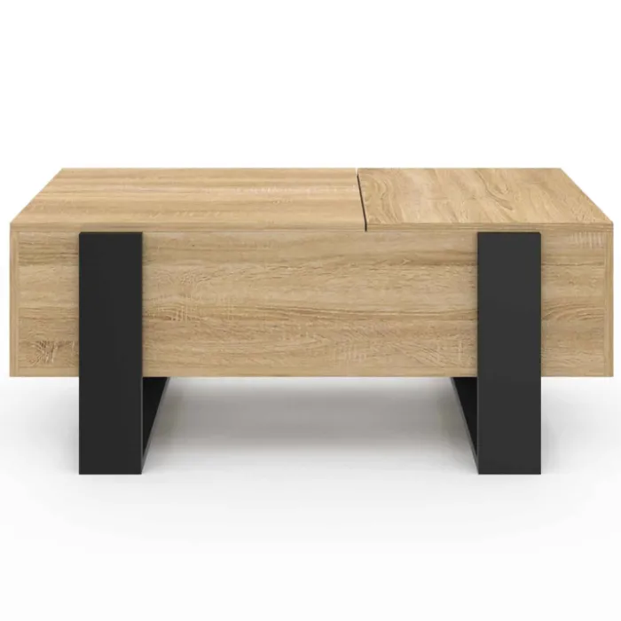 Table basse relevable 2 plateaux bois et noir