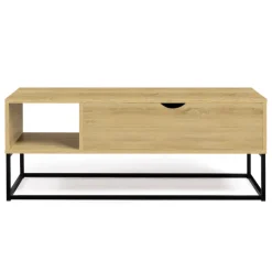 Table basse relevable bois et métal avec rangements
