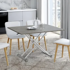 Table basse relevable en table à manger moderne avec plateau effet béton