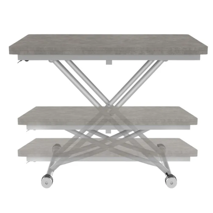 Table basse relevable en table à manger moderne avec plateau effet béton
