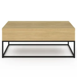 Table basse relevable industrielle rectangulaire convertible en table à manger