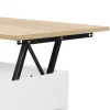 Table basse relevable rectangulaire bois blanc et imitation hêtre