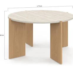 Table basse ronde 73 cm effet travertin