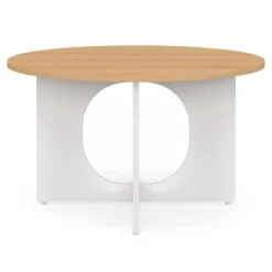 Table basse ronde 70 cm pied arc blanc