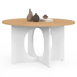 Table basse ronde 70 cm pied arc blanc