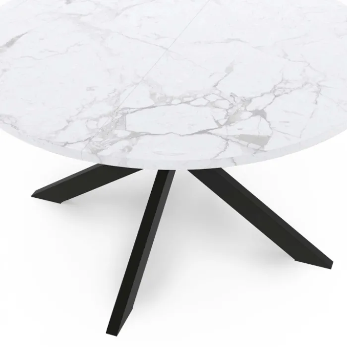 Table basse ronde avec plateau effet marbre blanc 70 cm