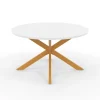 Table basse ronde blanche et bois 70 cm pied araignée