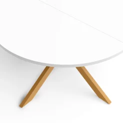 Table basse ronde blanche et bois 70 cm pied araignée