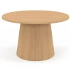 Table basse ronde bois effet hêtre 70 cm pied central