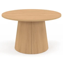 Table basse ronde bois effet hêtre 70 cm pied central