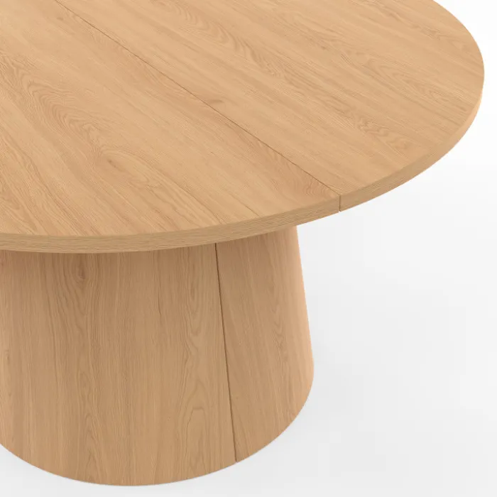 Table basse ronde bois effet hêtre 70 cm pied central