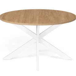 Table basse ronde bois et blanche industrielle