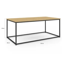 Table basse style industriel bois et métal noir