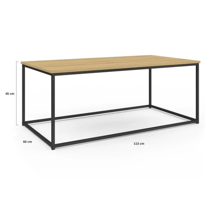 Table basse style industriel bois et métal noir