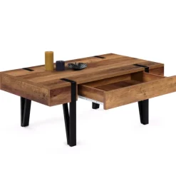 Table basse style industriel 1 tiroir pied épingle