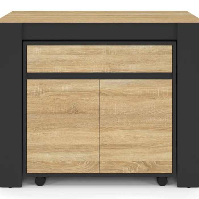 Table buffet extensible 10 personnes 235 cm bois et noir