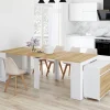 Table buffet extensible 10 personnes 235 cm bois blanc et façon hêtre