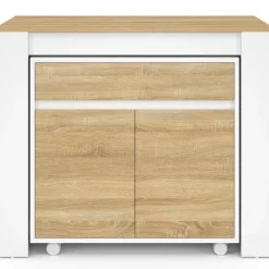 Table buffet extensible 10 personnes 235 cm bois blanc et façon hêtre