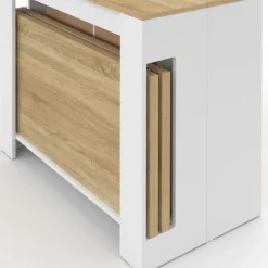 Table buffet extensible 10 personnes 235 cm bois blanc et façon hêtre