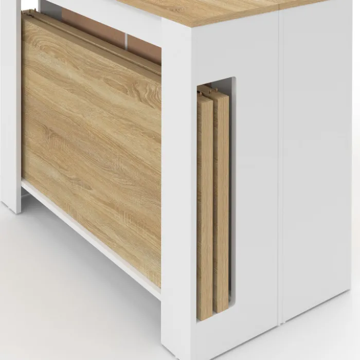 Table buffet extensible 10 personnes 235 cm bois blanc et façon hêtre