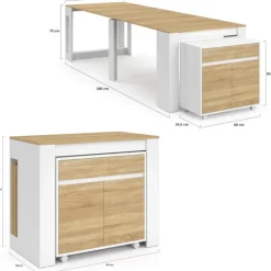 Table buffet extensible ORLANDO 14 personnes 285 cm bois blanc façon hêtre