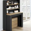 Table buffet haut extensible 8 personnes bois et noir 235 cm
