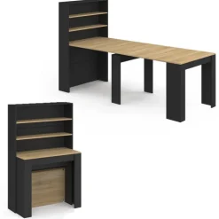Table buffet haut extensible 8 personnes bois et noir 235 cm
