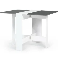 Table console blanche et grise en bois