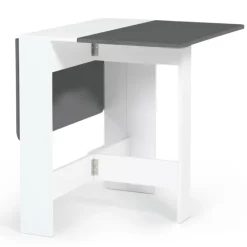 Table console blanche et grise en bois