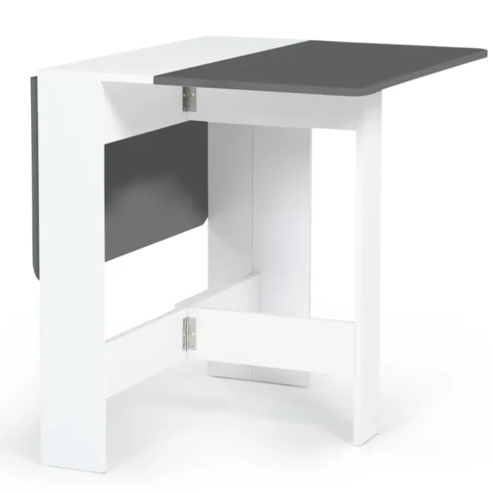 Table console blanche et grise en bois