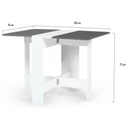 Table console blanche et grise en bois