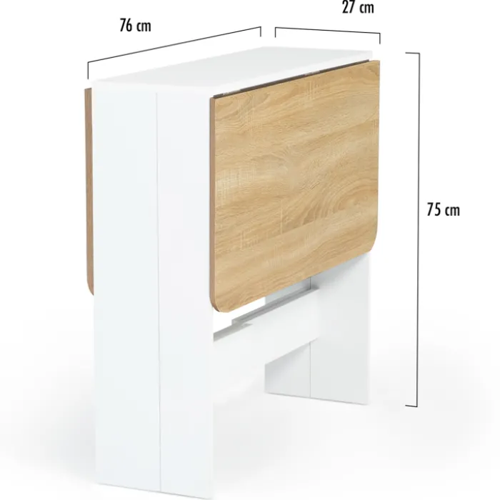 Table console bois blanc et imitation hêtre