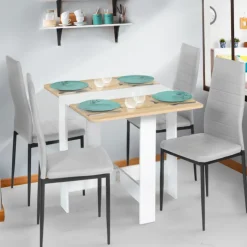 Table console bois blanc et imitation hêtre