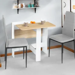Table console bois blanc et imitation hêtre
