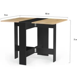 Table console bois noir et imitation hêtre