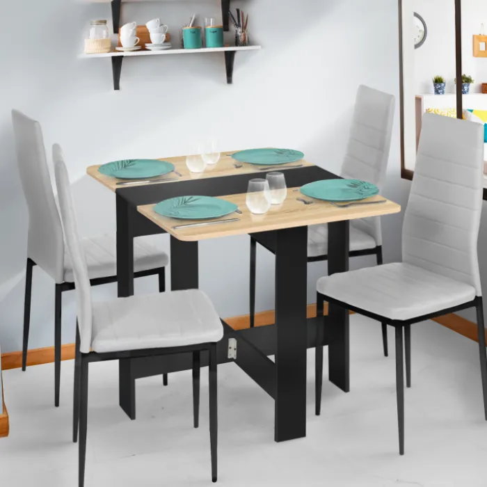 Table console bois noir et imitation hêtre