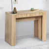 Table console extensible imitation hêtre 10 personnes 235 cm