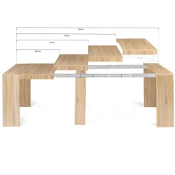 Table console extensible imitation hêtre 10 personnes 235 cm
